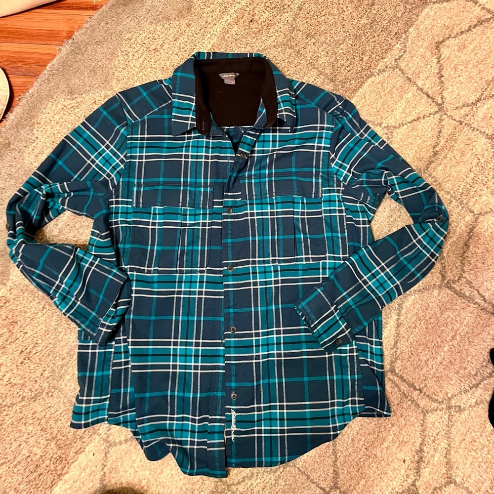 Womens Blue Plaid Shirt